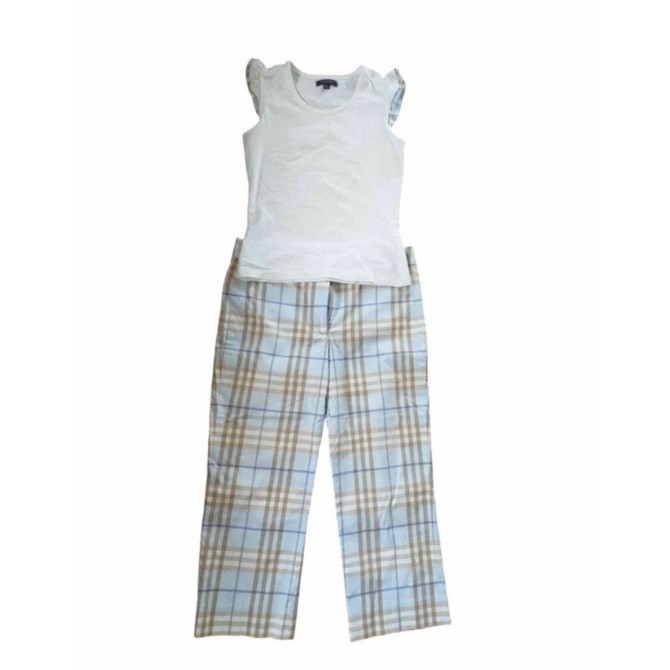 Burberry two pieces set in baby blue check pattern size US4 