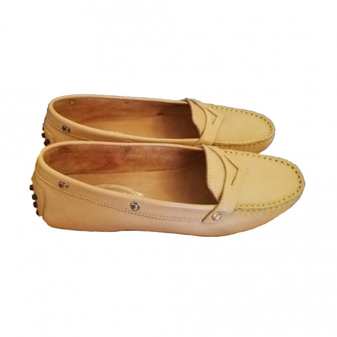 Tod’s yellow beige flat loafers size IT 37