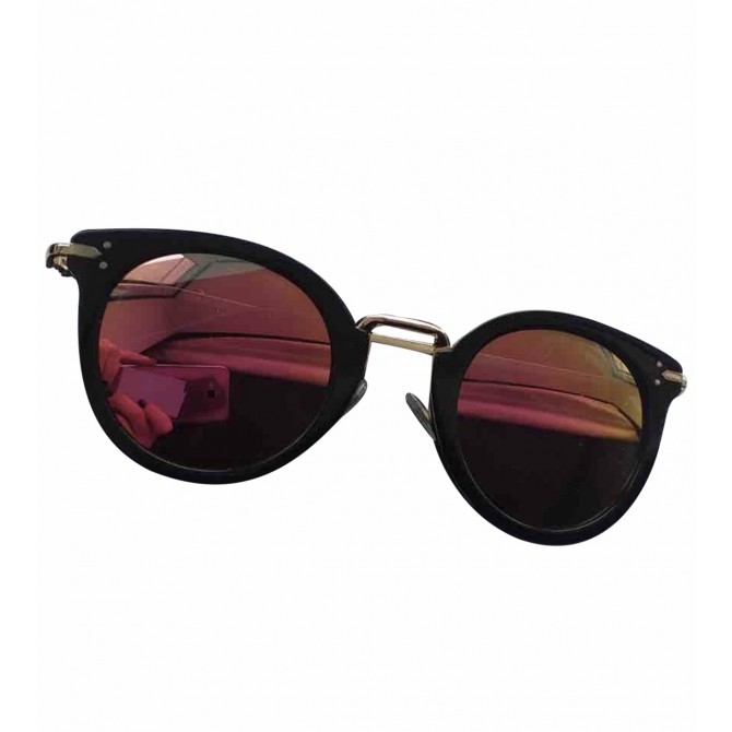 CELINE mirror sunglasses in black and gold metal frame 