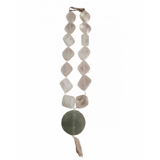 Jade necklace motif ethnic with silver closure 