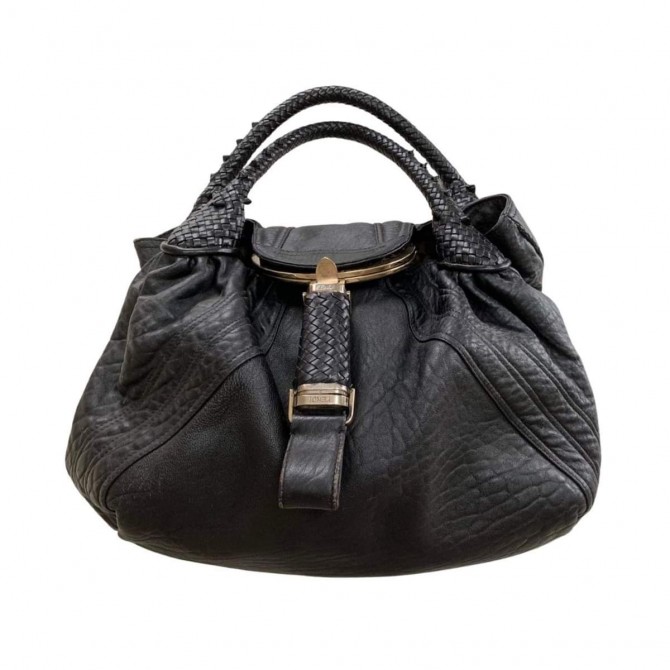 FENDI black leather spy bag 