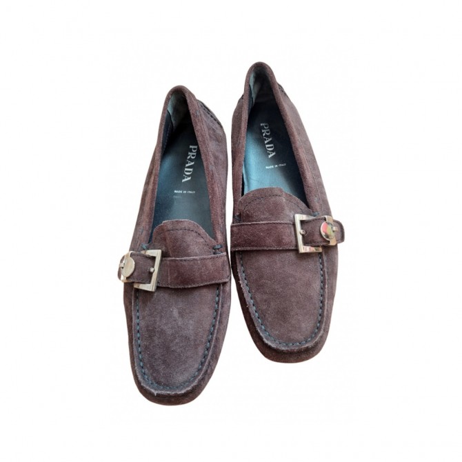 PRADA brown suede loafers size 37