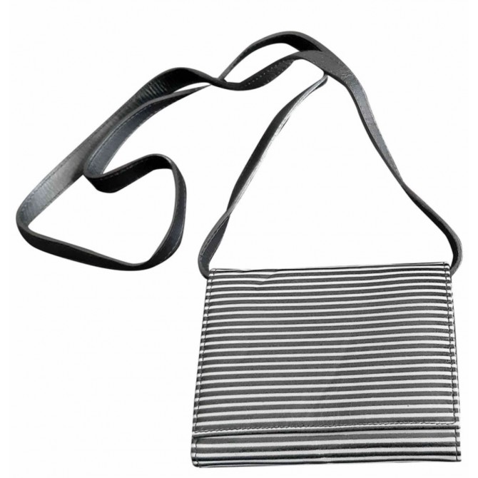 Emporio Armani leather cross body bag in black and white striped leather 