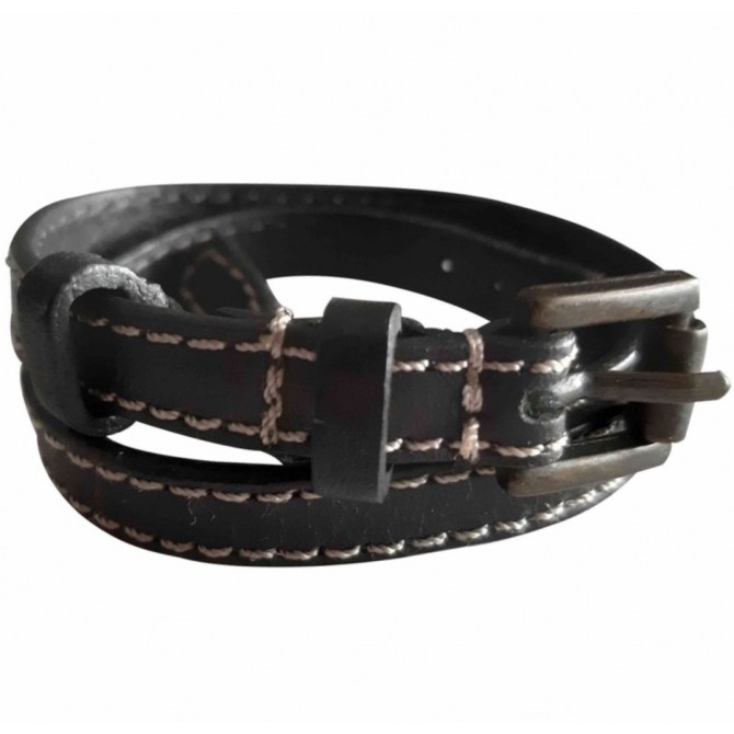 Massimo Dutti black leather bracelet 