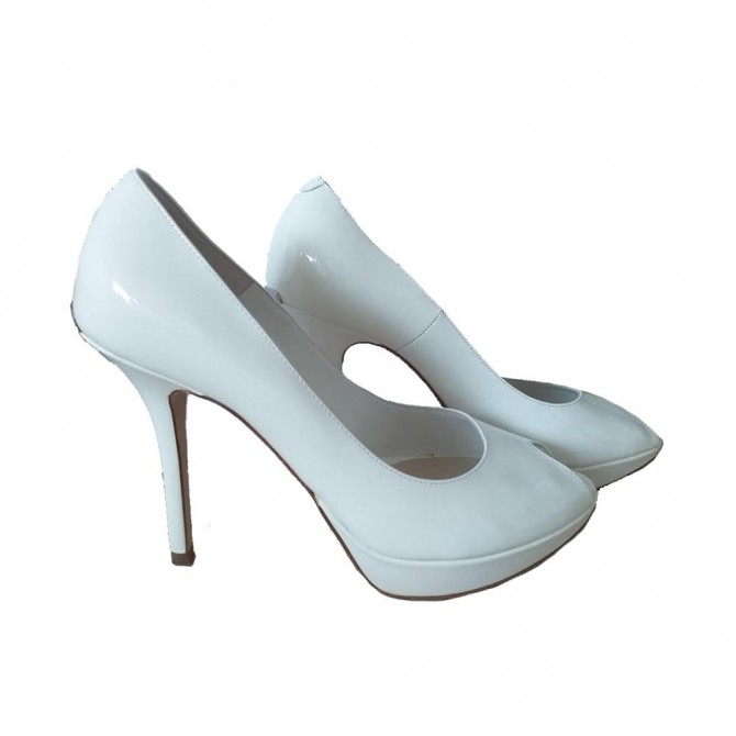 Dior white patent leather platform heels 