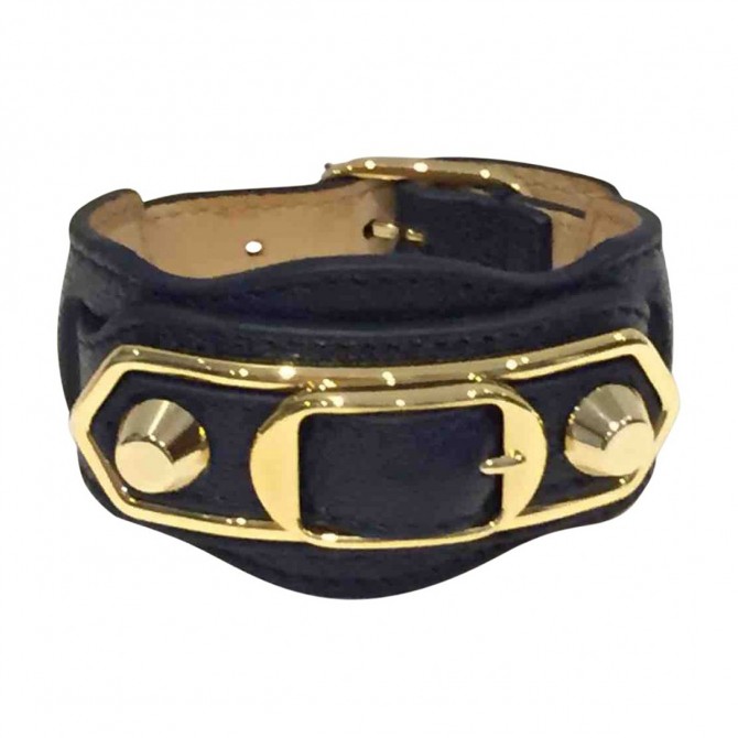Balenciaga black leather bracelet