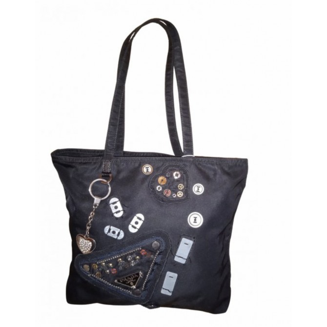 Prada collectible in black with sequins and logo studs 
