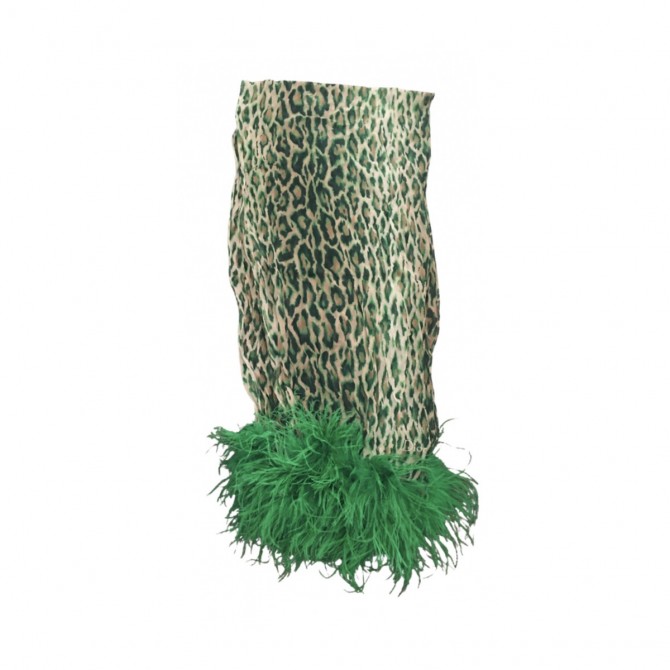 DIOR animal print silk stole with feathers 