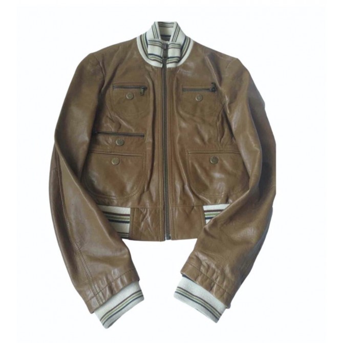 Dolce & Gabbana brown leather bomber jacket size IT 44