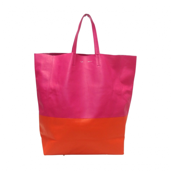 Celine bicolor leather tote bag