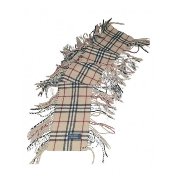 BURBERRY plaid 100% lambswool scarf with fringes