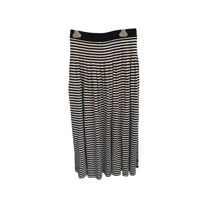 Akris Blue Black with white stripes skirt 