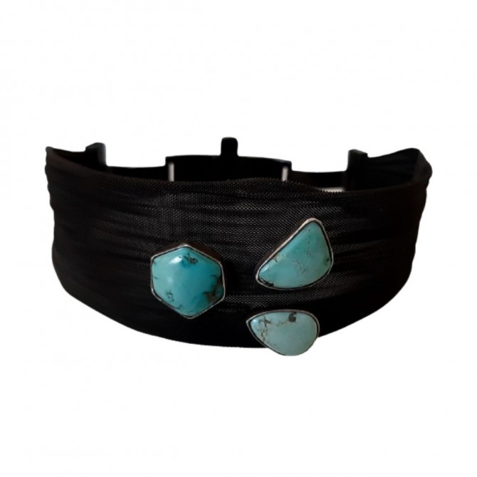 Steel bracelet with turquoise decorative stones 6.5 cm brand new 