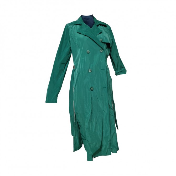 Green long lightweight trench coat size M