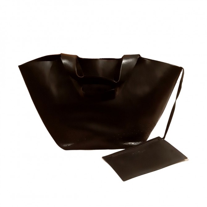 Robert Clergerie black leather tote bag 
