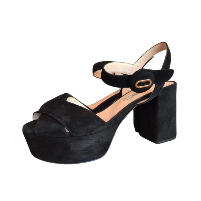 PRADA black suede platform sandals size 39