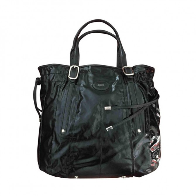 TOD'S large black patent leather tote bag