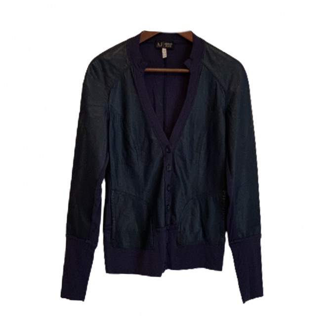 Armani  Jeans leather blend blue jacket size IT44