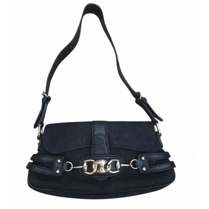 GUCCI black GG printed canvas with leather parts 