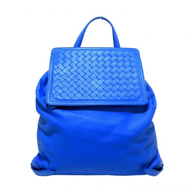 BOTTEGA VENETA Intrecciato blue leather backpack 