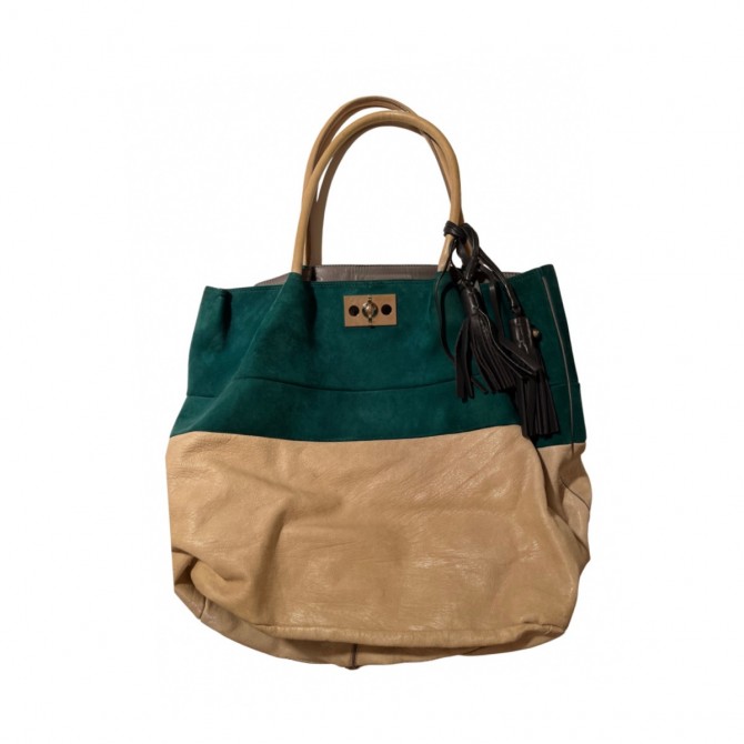 CHLOE bicolor leather and suede tote bag 