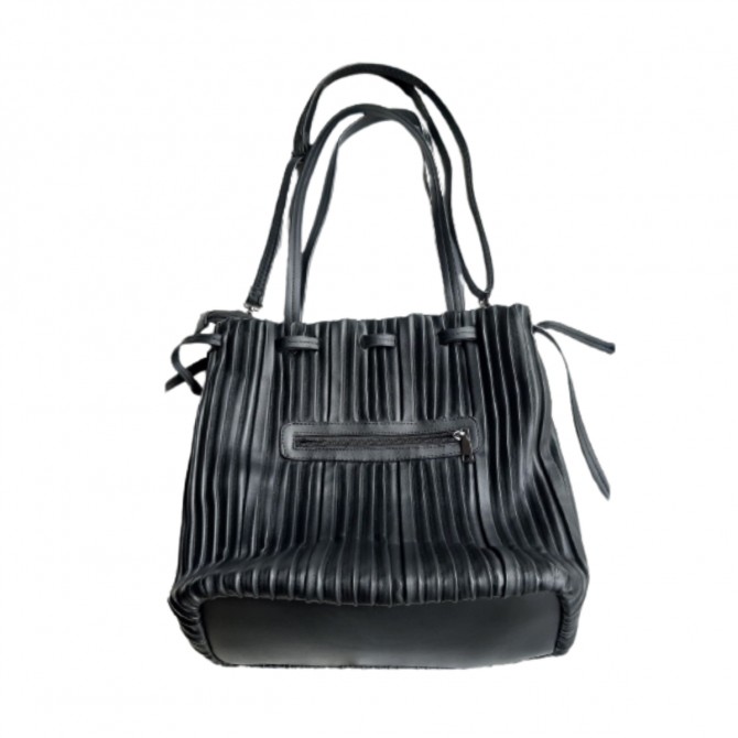 Eco leather black pleated bag
