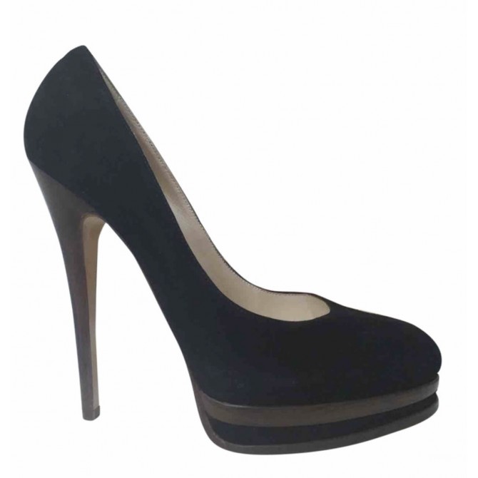 Casadei black suede platform heels size US 8,5