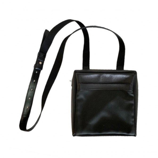 LOUIS VUITTON unisex black leather/canvas crossbody mini bag 