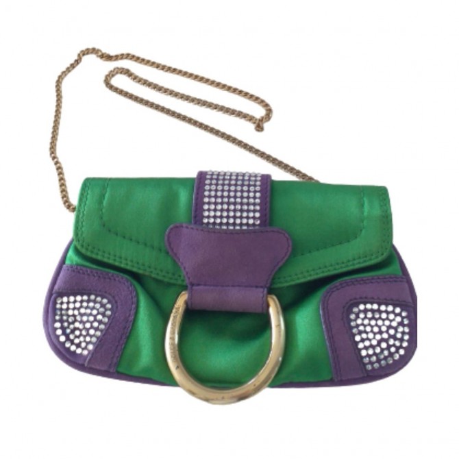 Dolce & Gabbana suede and satin purple/green mini bag 