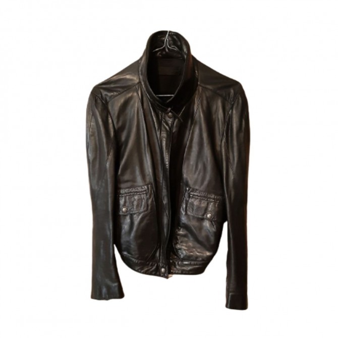 Donna Karan black leather jacket size M