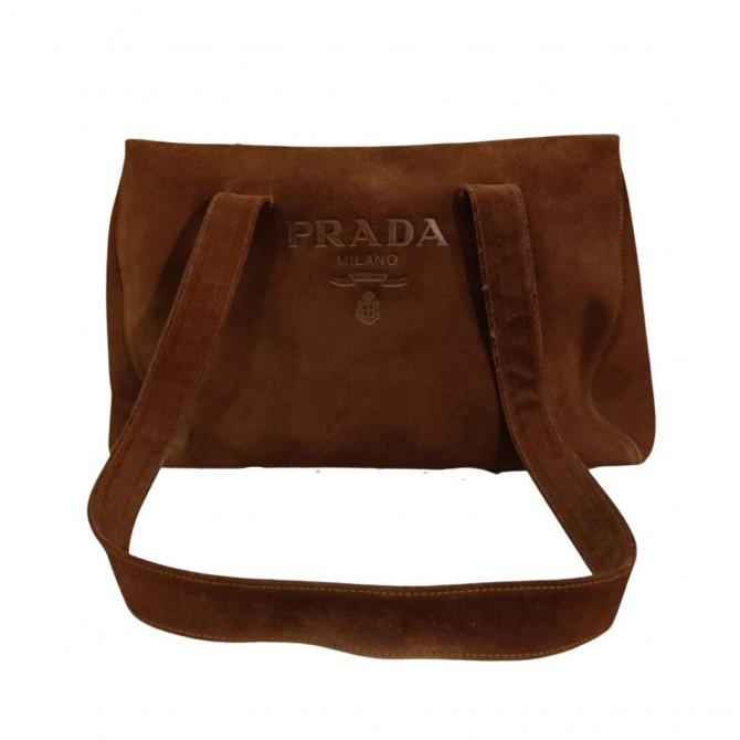 PRADA brown suede shoulder bag 