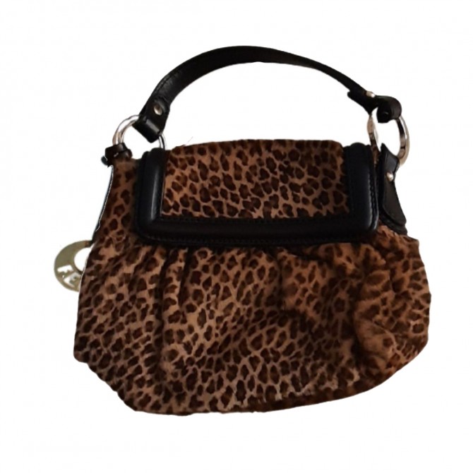 FENDI pony skin leather  Leopard Print Mini Bag 