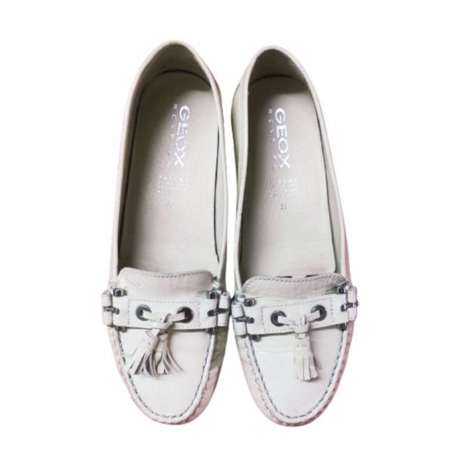GEOX white leather flats size 39