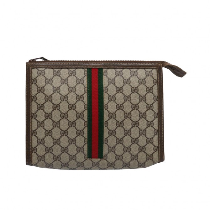 GUCCI GG canvas web clutch