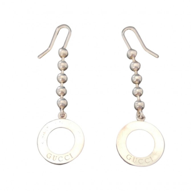 Gucci logo engraved 925 silver earrings 