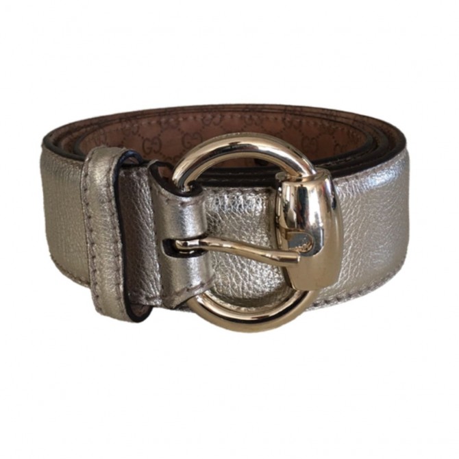 GUCCI silver leather belt size 80 cm