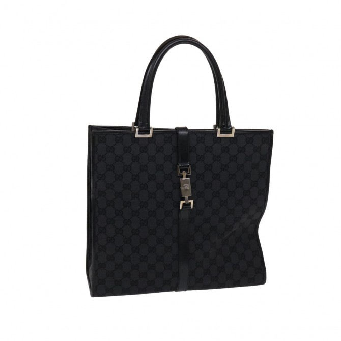 GUCCI GG black canvas tote bag 