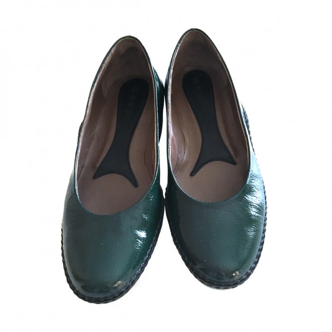 MARNI green patent leather ballet flats