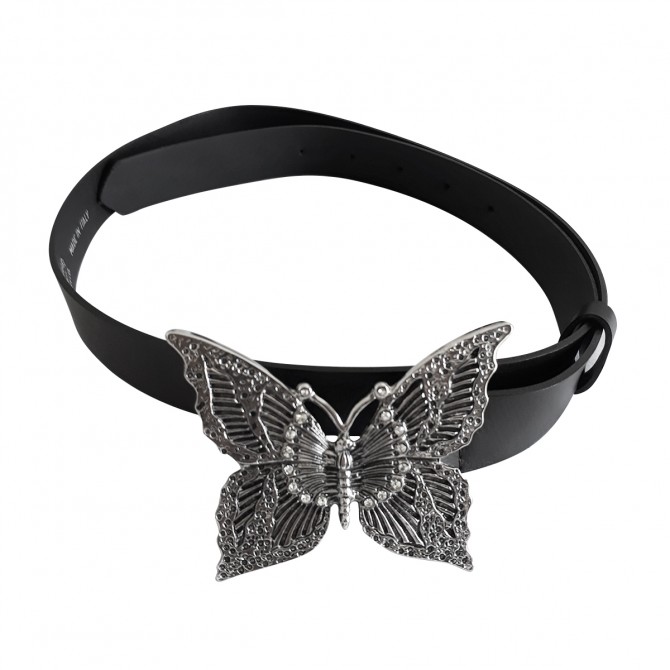 BLUMARINE leather belt with butterfly buckle