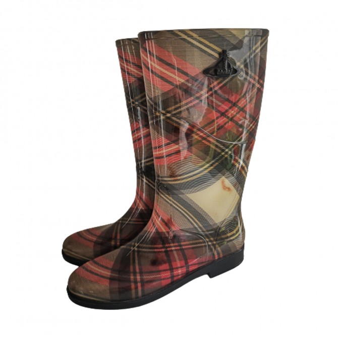 Plaid rain boots size IT 38