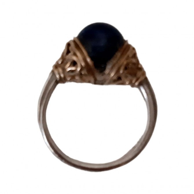 Lalaounis silver gold and lapis lazuli ring size 54