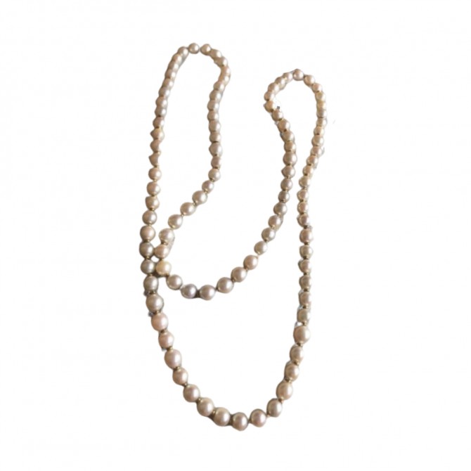 Long real pearls necklace in 18k yellow gold 