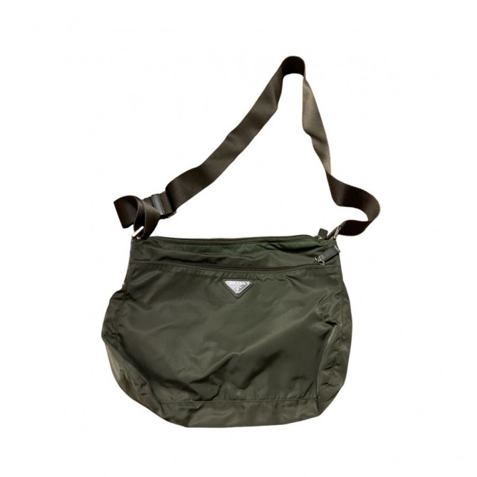 PRADA military green nylon shoulder/crossbody bag 