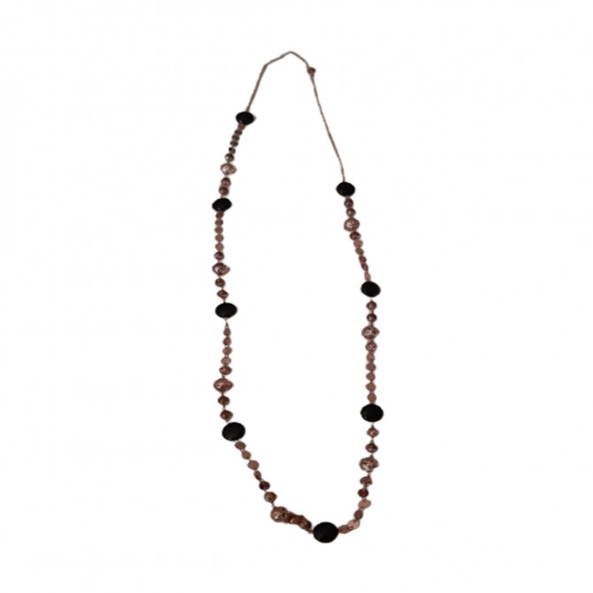 Anna Maria Mazaraki steel long necklace with black stones 