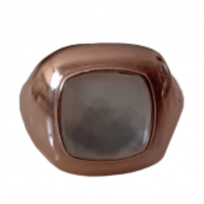 Anna Mazaraki Silver plated pink gold chevalier ring with ivory stone 
