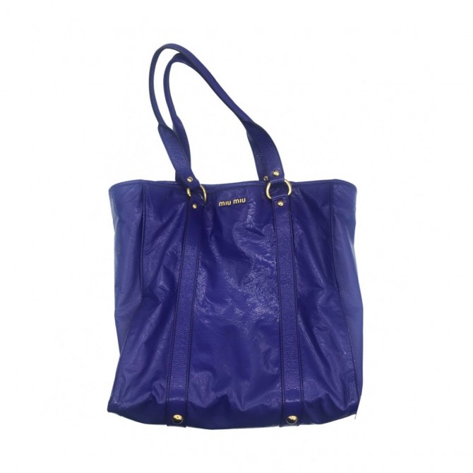 MIU MIU large blue/purple leather tote bag