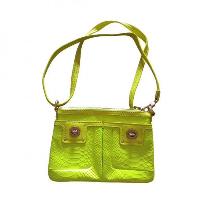 Marc Jacobs Croc Embossed Neon Yellow Genuine Leather  Bag