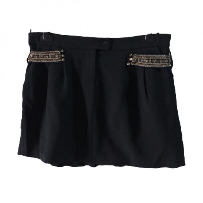 Pinko black pleated mini skirt with studded details size IT44