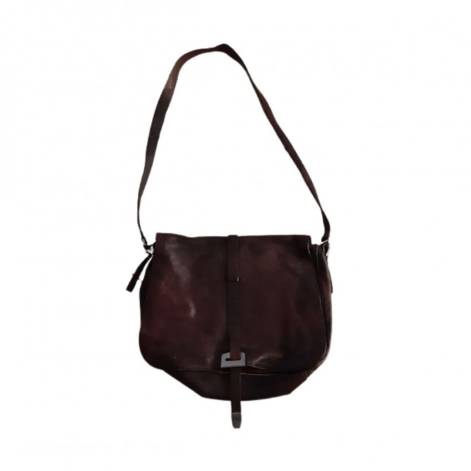 Prada brown leather messenger bag 