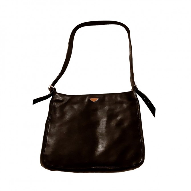 PRADA black leather messenger bag 